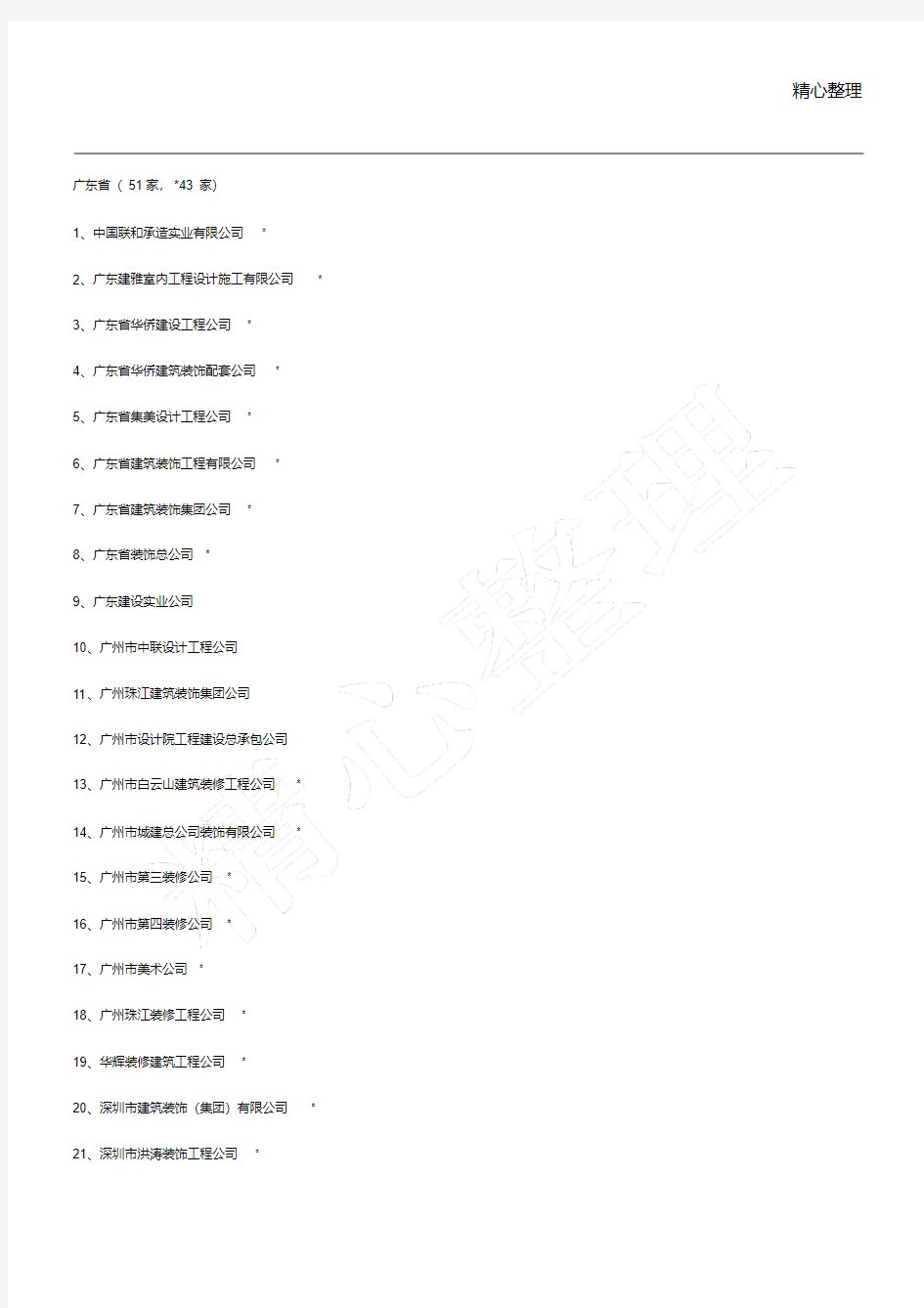 建筑装饰一级资质公司名单