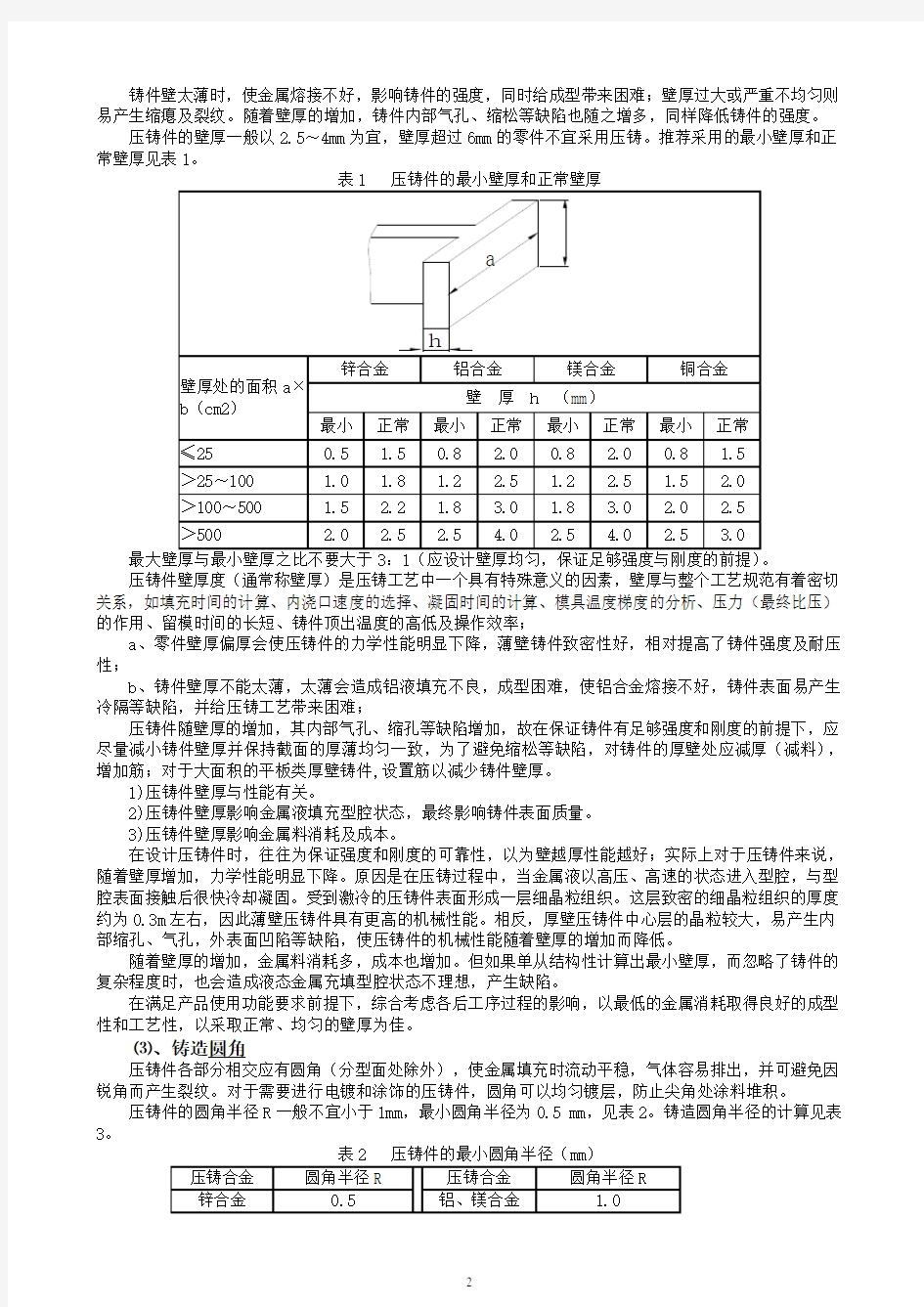 压铸件结构设计规范