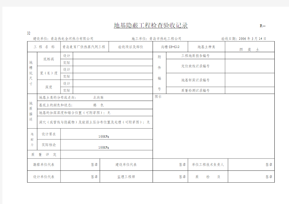 地基隐蔽工程检查验收记录