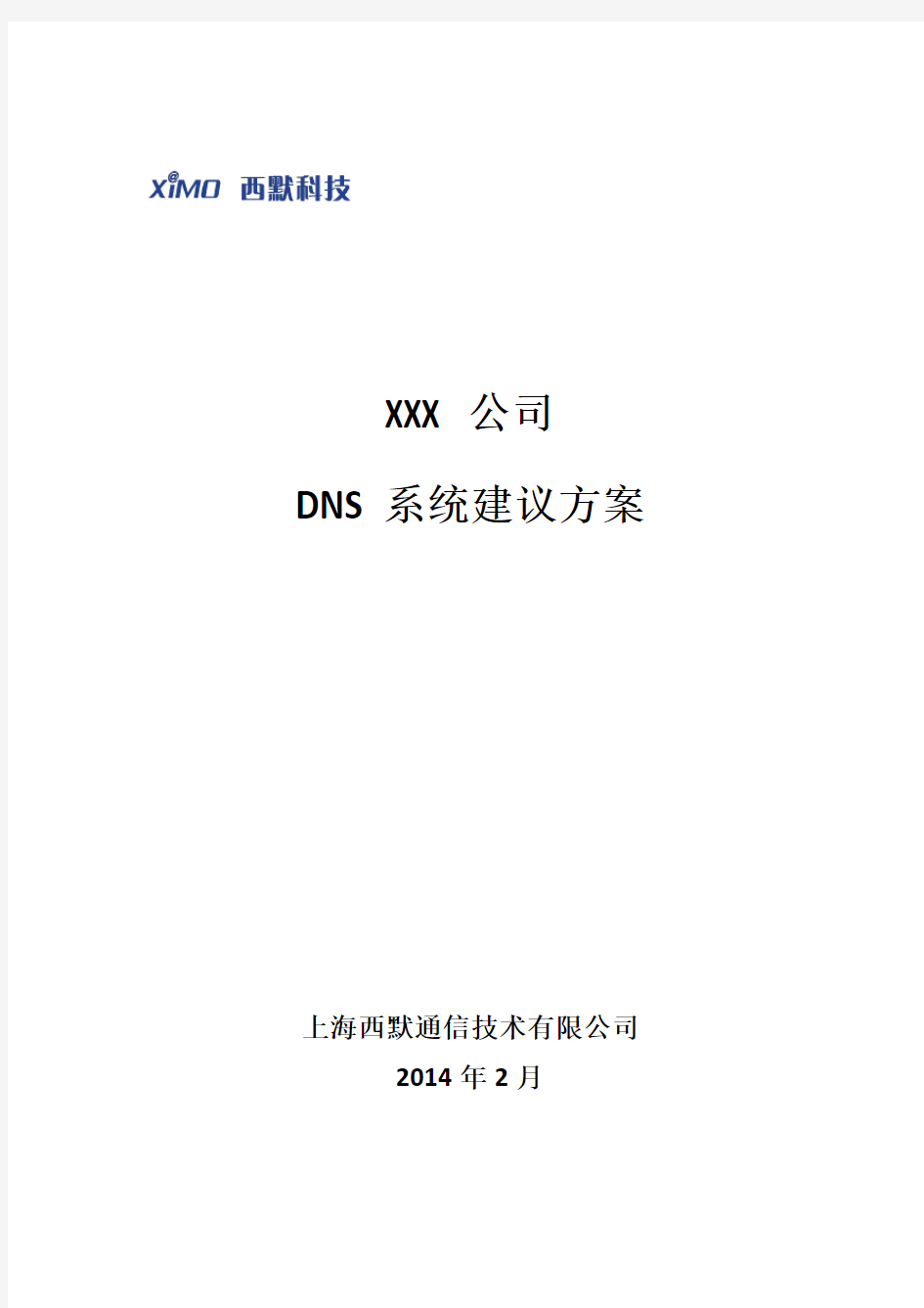 XX公司DNS系统建议方案