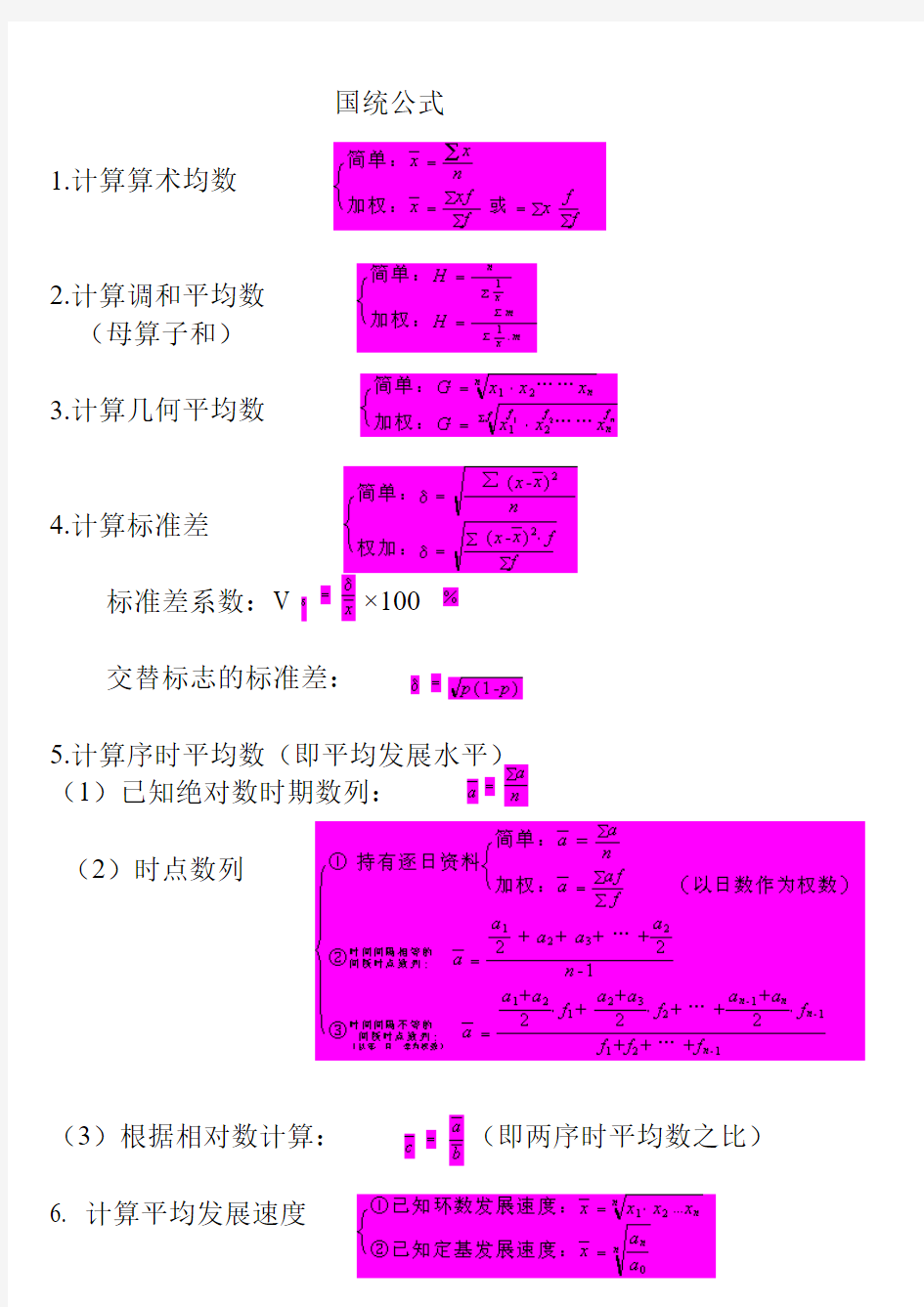 国民经济统计概论公式-重点公式考试必考