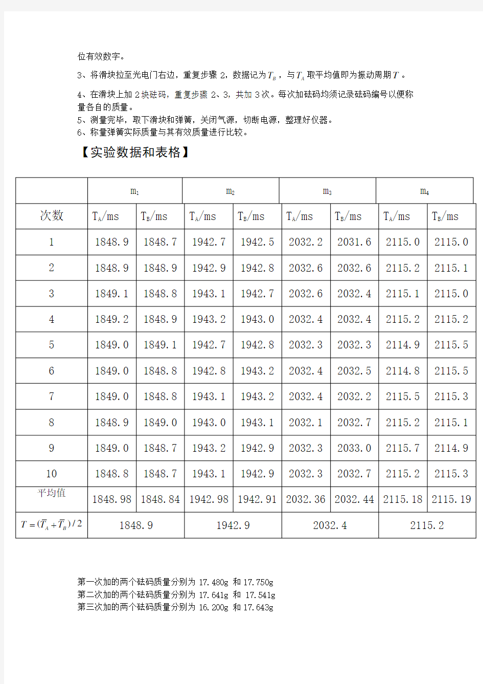 气垫导轨上的实验——弹簧振子的简谐振动