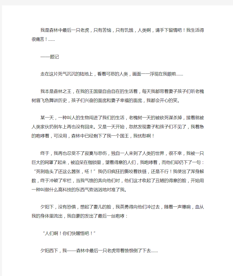 我是森林中最后一只老虎