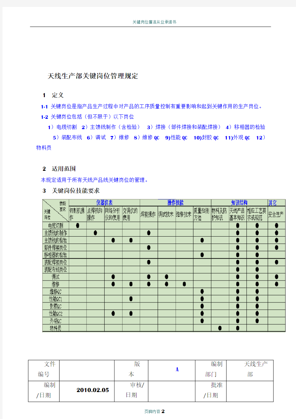 关键岗位管理规定