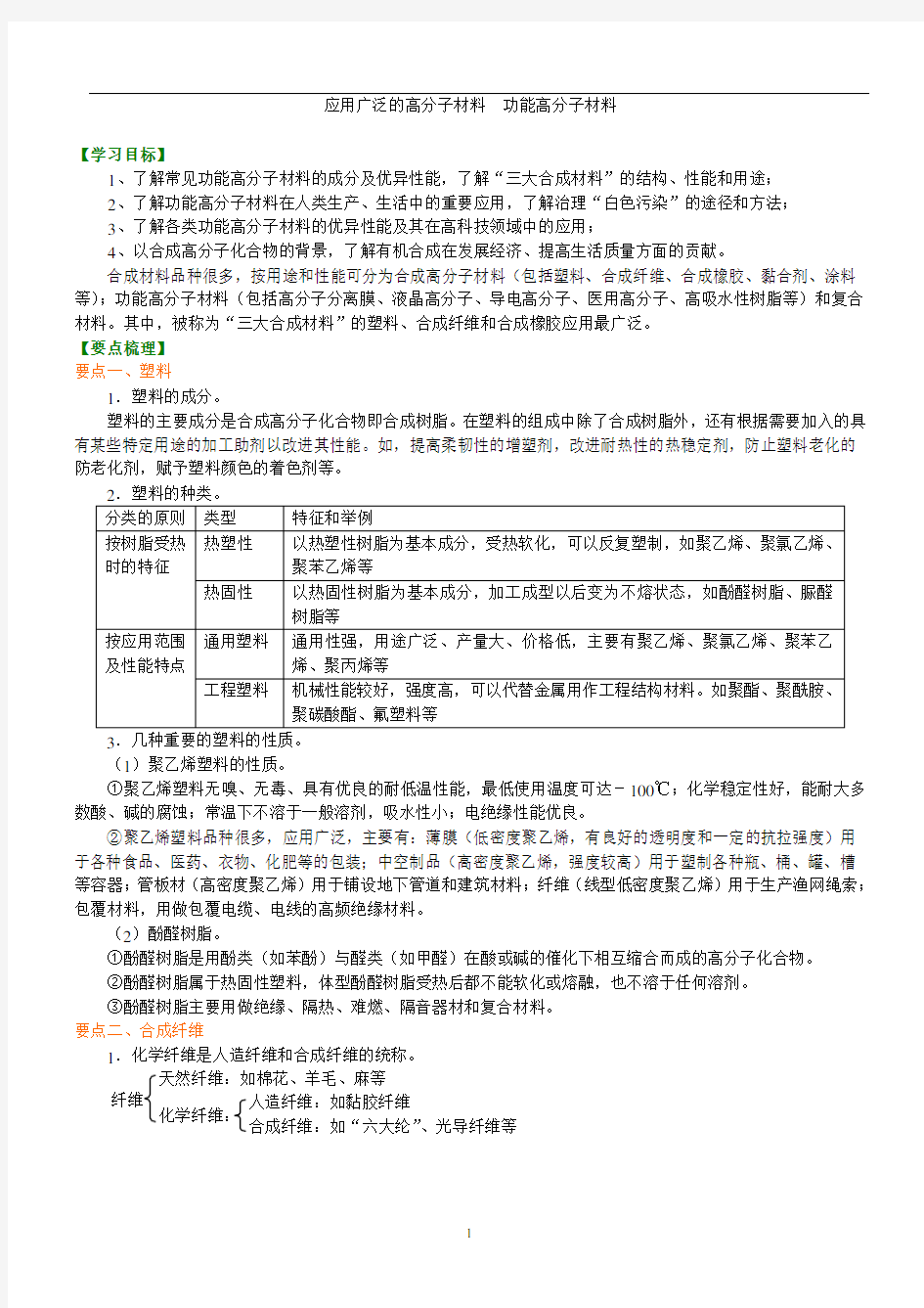 学生知识讲解_应用广泛的高分子材料 功能高分子材料_提高