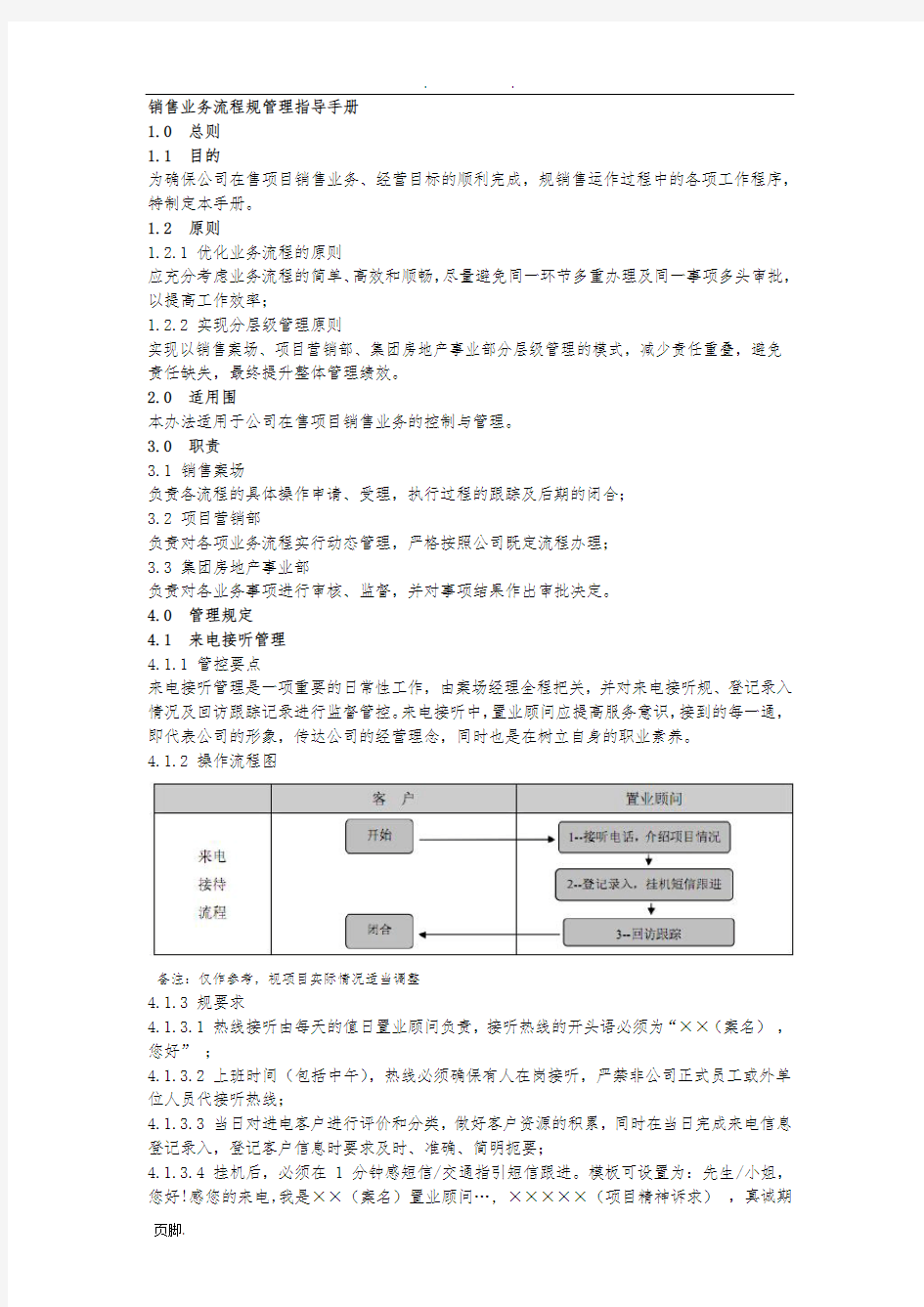 销售业务流程管理指导手册范本