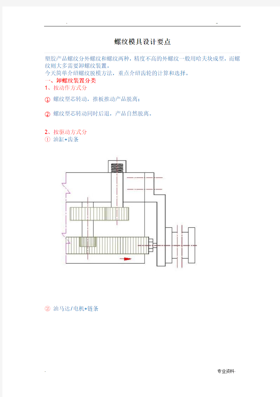 螺纹模具设计要点