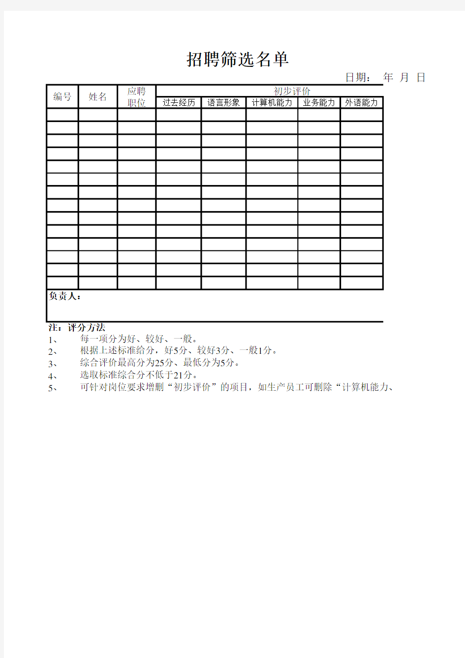 招聘筛选名单