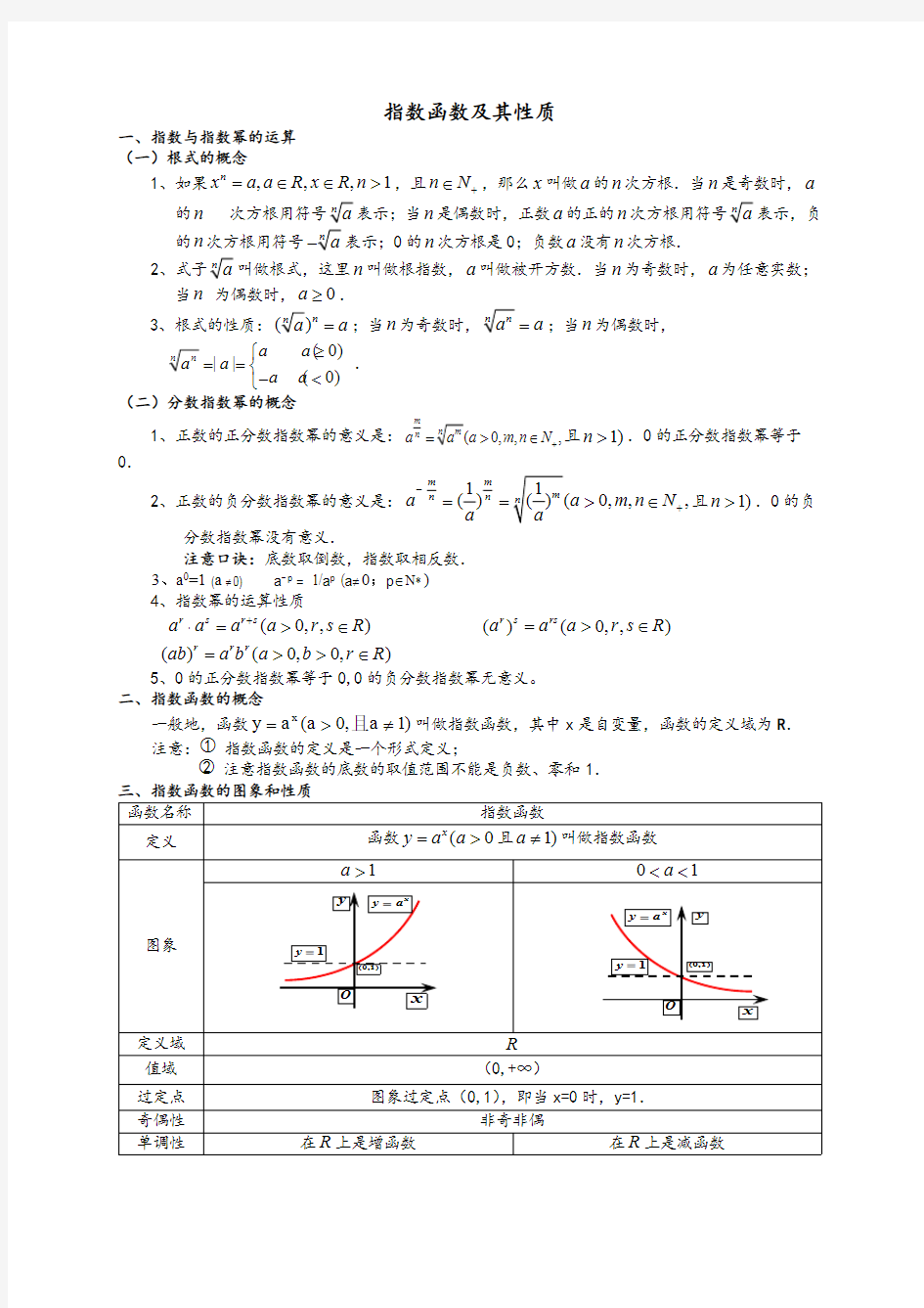 (完整)基本初等函数知识点,推荐文档