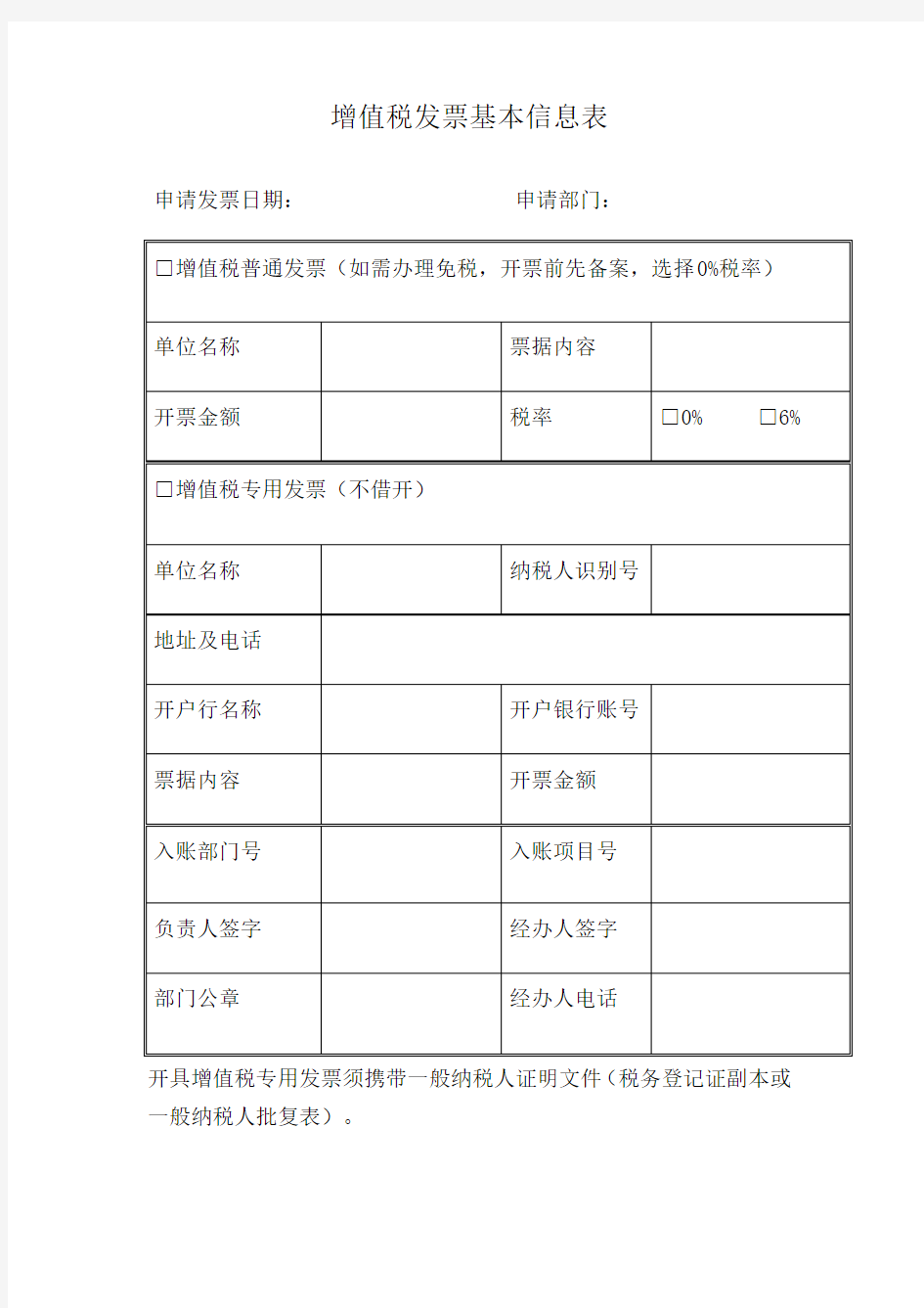 增值税发票基本信息表