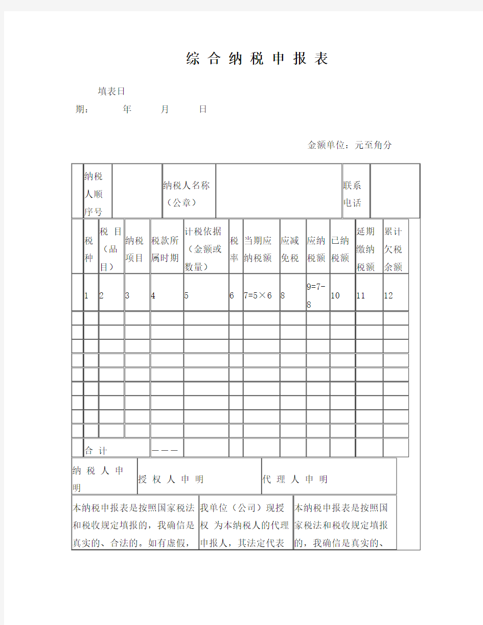 综合纳税申报表(电子版)