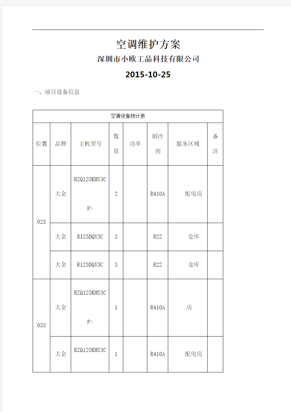 分体空调维保方案