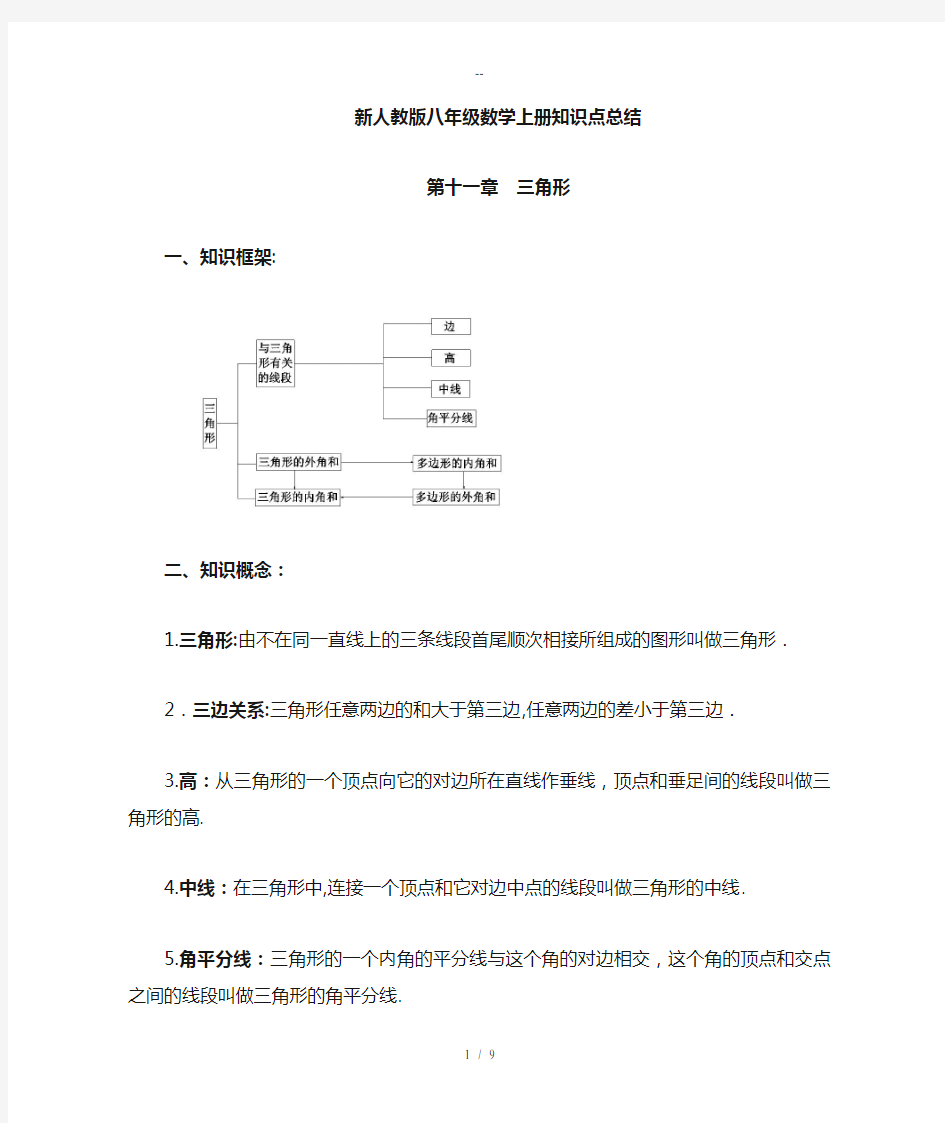 数学八年级上册三角形-章知识点总结