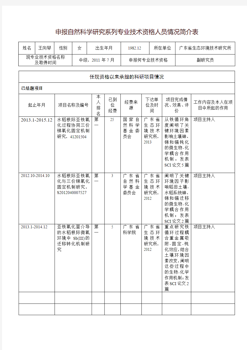 王向琴-广东省生态环境技术研究所