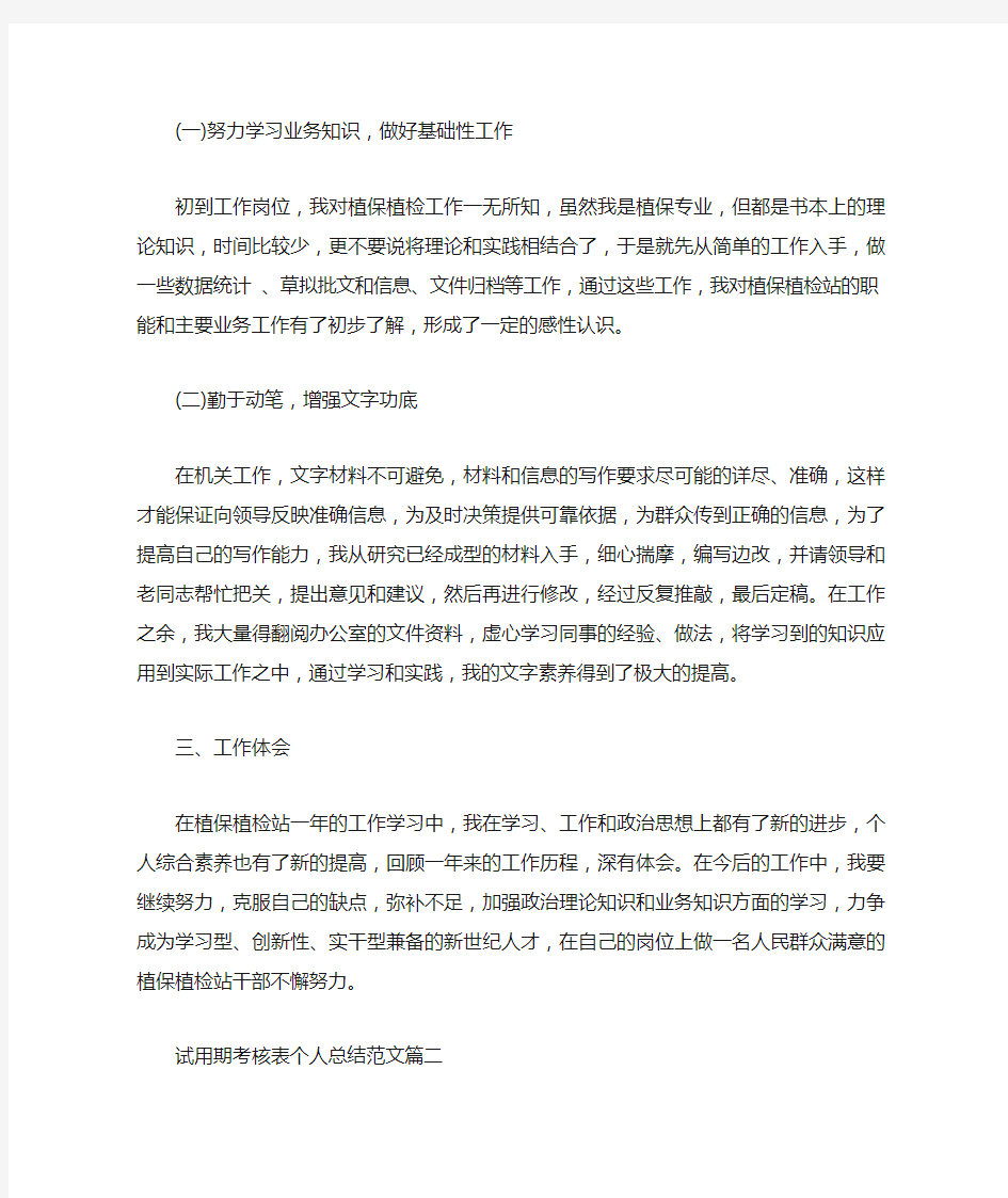  试用期考核表个人总结怎么写_任职试用期满个人总结