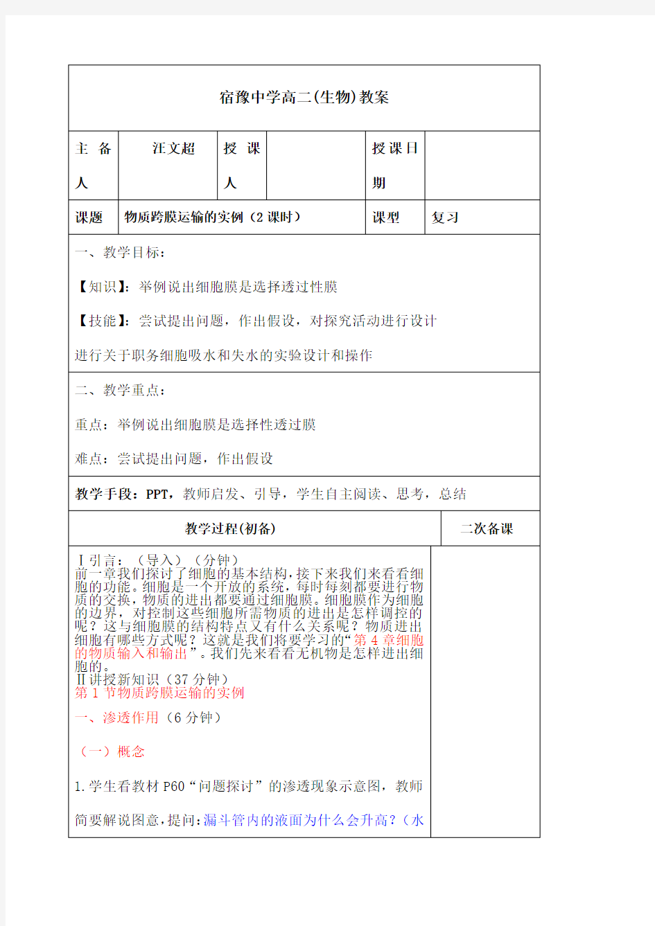 跨膜运输实例