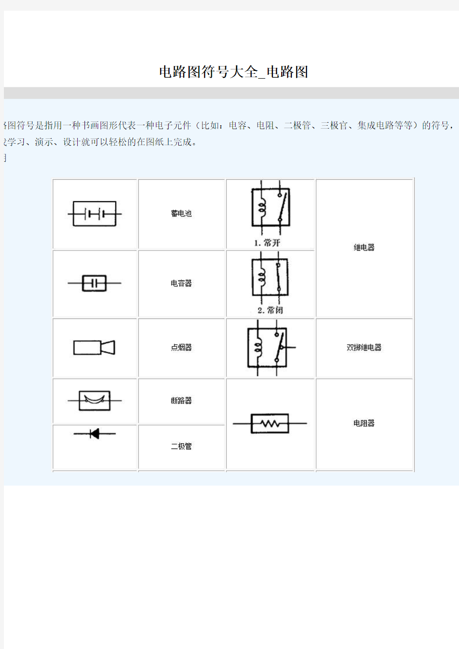 电路图符号大全