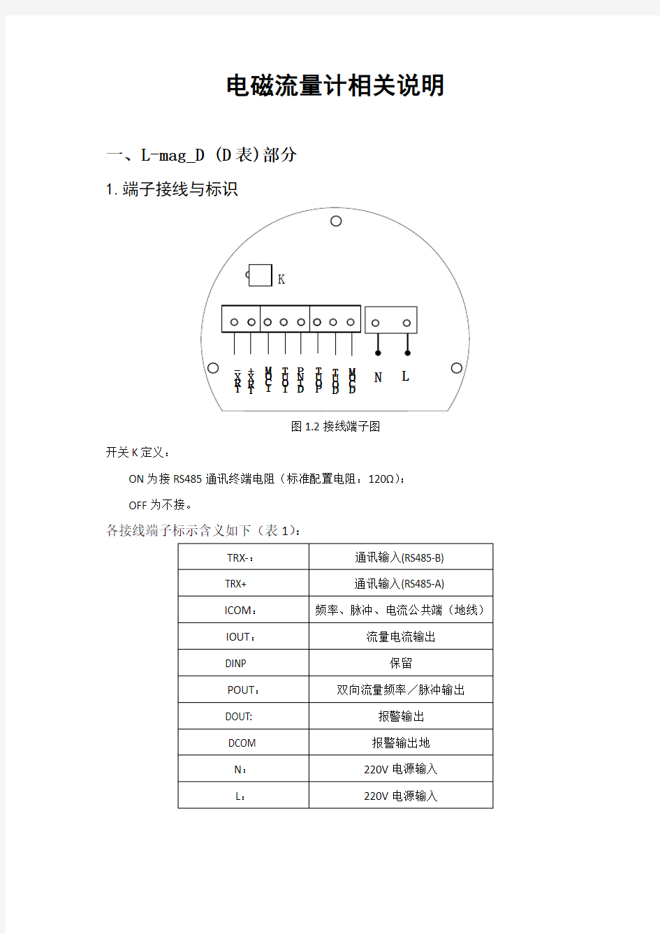 电磁流量计相关说明