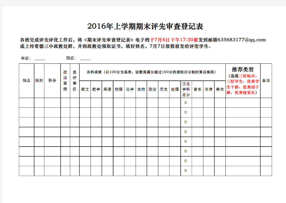 三好、优干评先评优