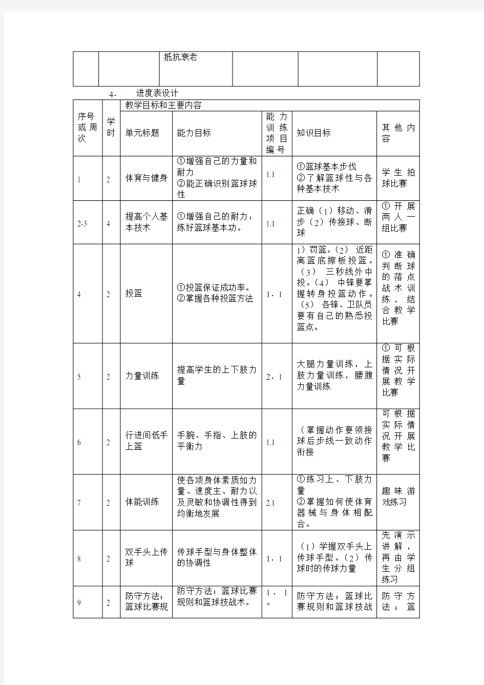 体育课程教学设计