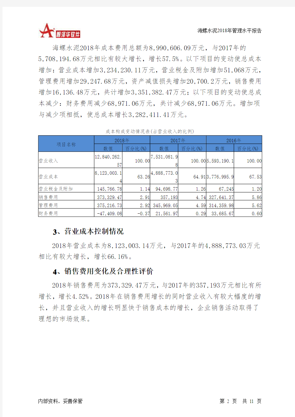 海螺水泥2018年管理水平报告-智泽华