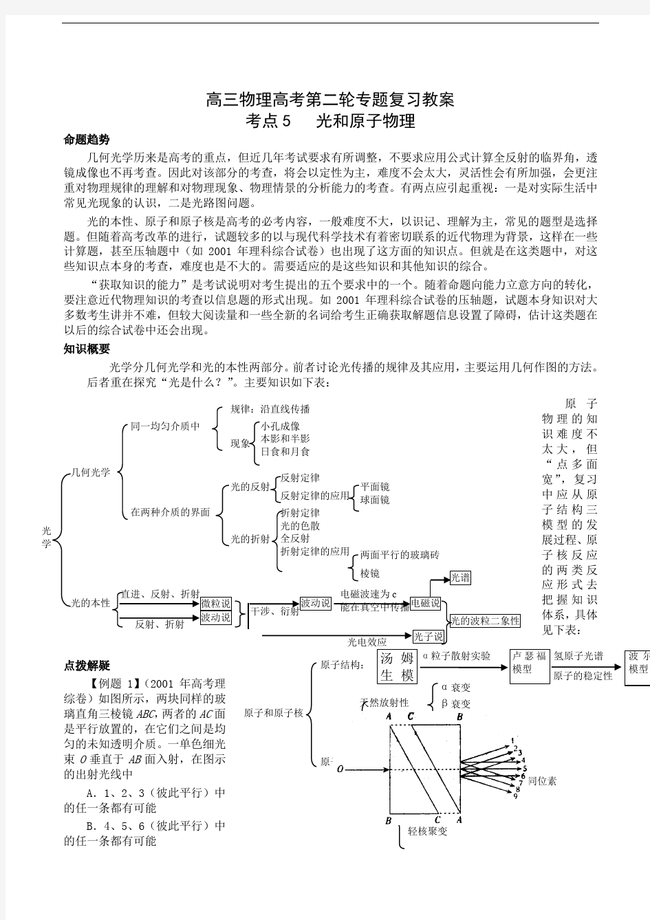 高三物理高考第二轮专题复习教案