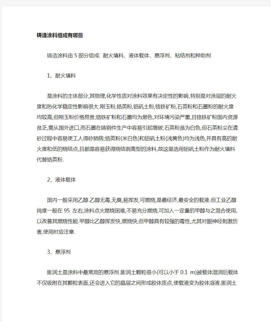 铸造涂料