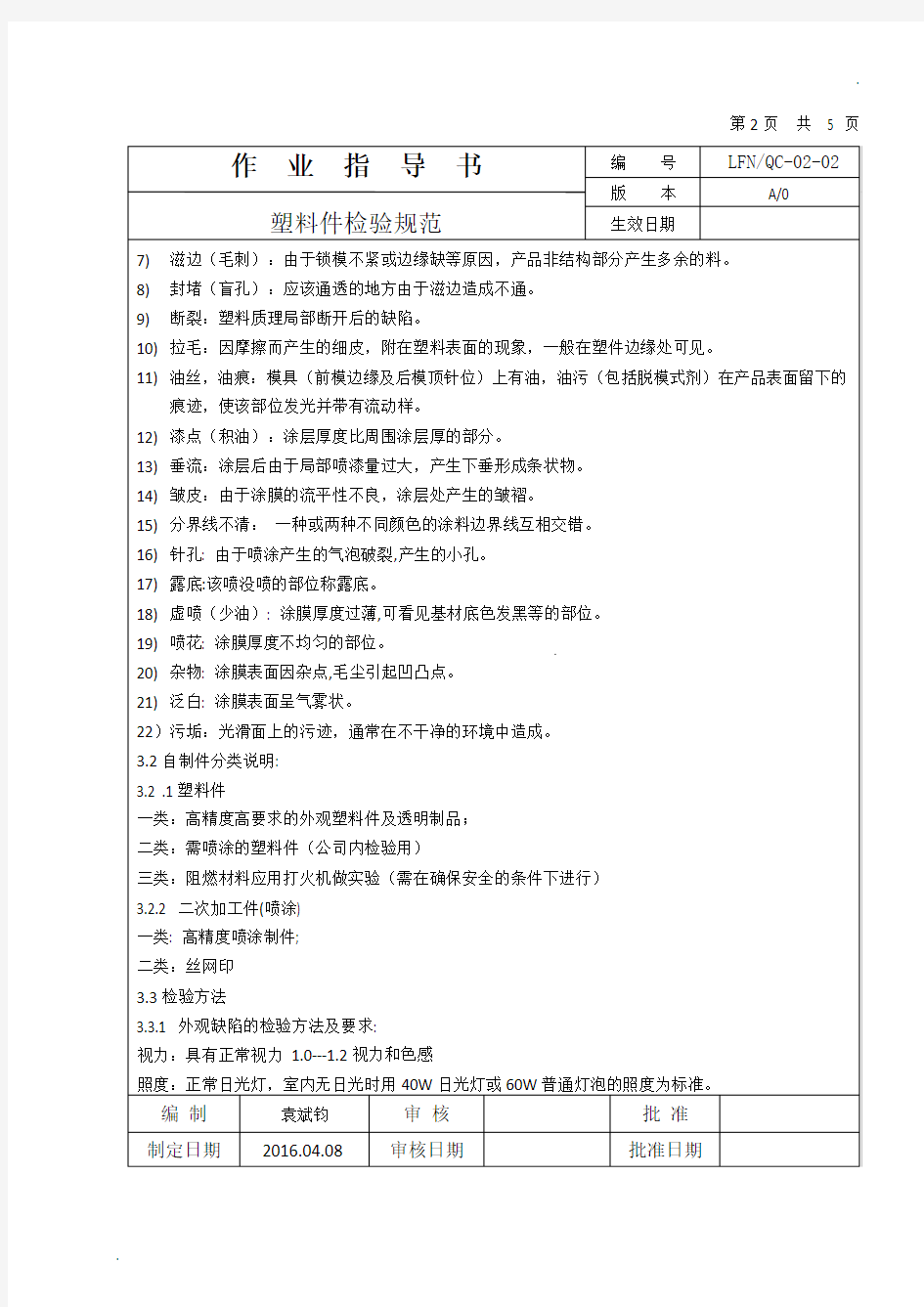 iQC塑料件检验标准