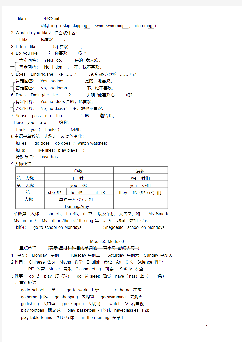 外研版英语三年级下册知识点(非常有用)