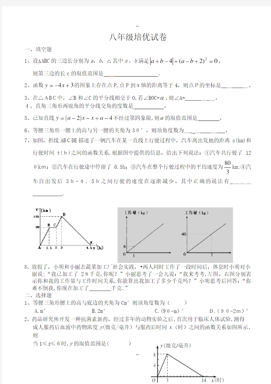 八年级上数学培优及答案