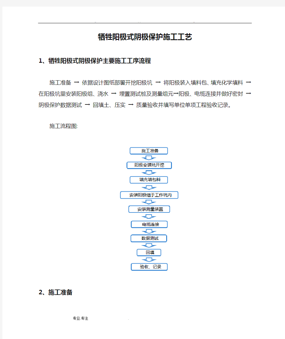 牺牲阳极式阴极保护施工工艺标准