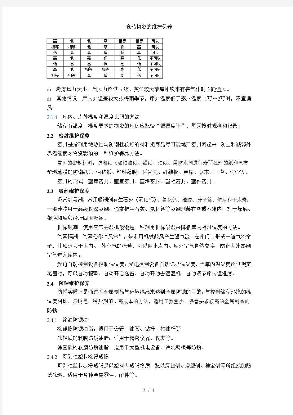 仓储物资的维护保养