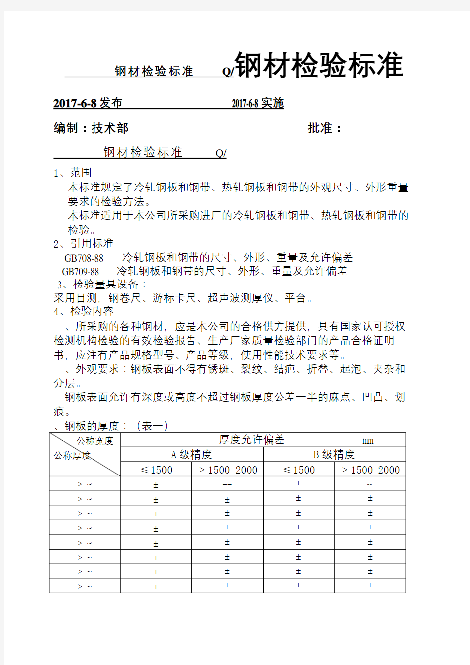 钢材检验标准新版