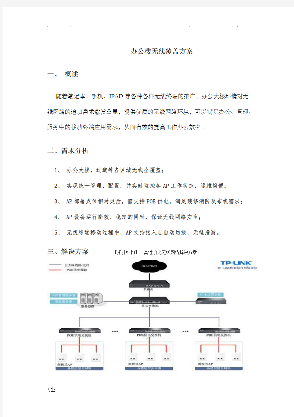 办公楼无线覆盖方案与报价清单