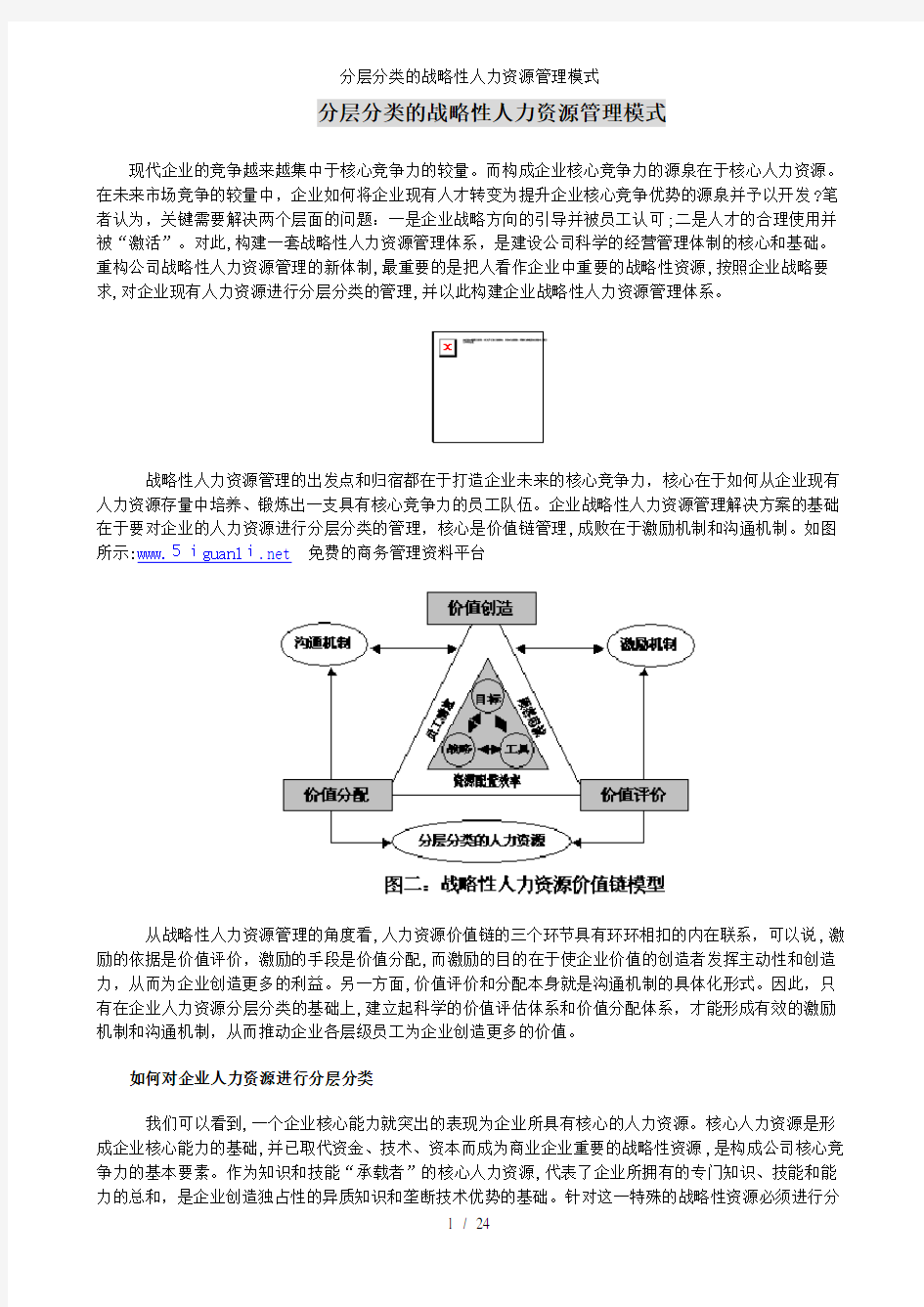 分层分类的战略性人力资源管理模式