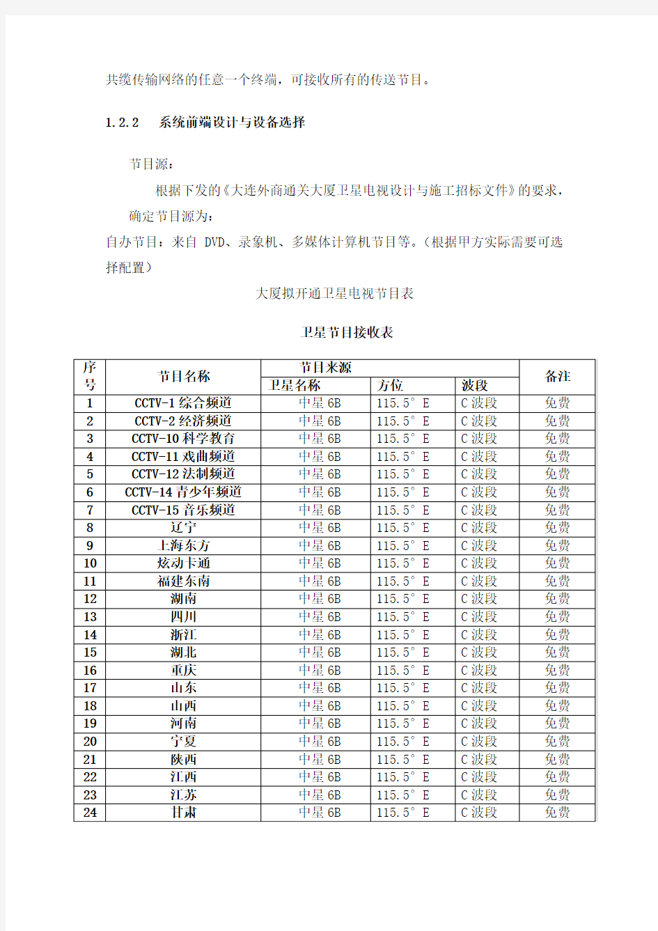 卫星接收及有线电视系统说明..