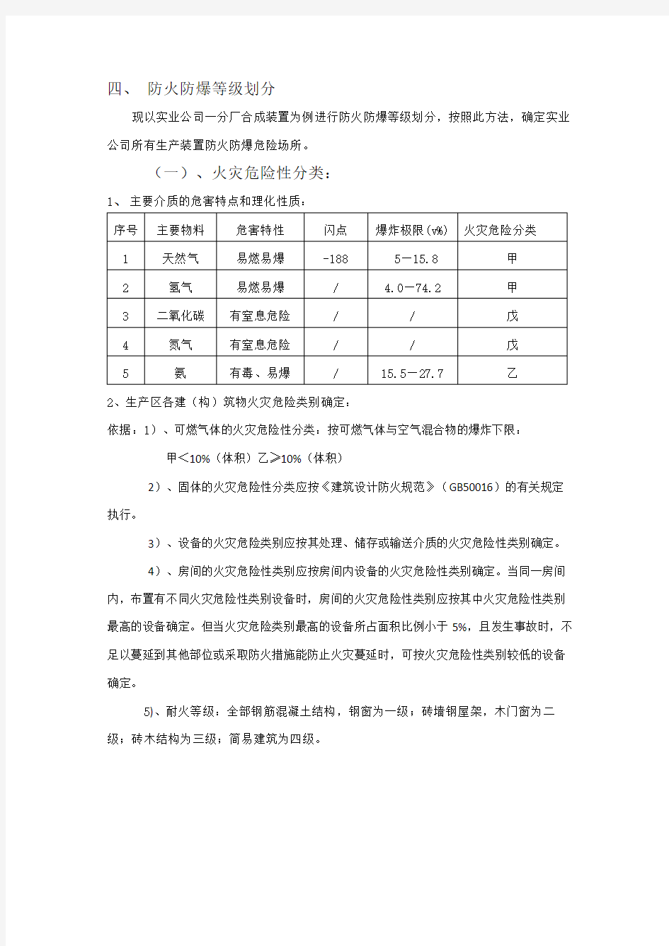 生产场所危险等级划分