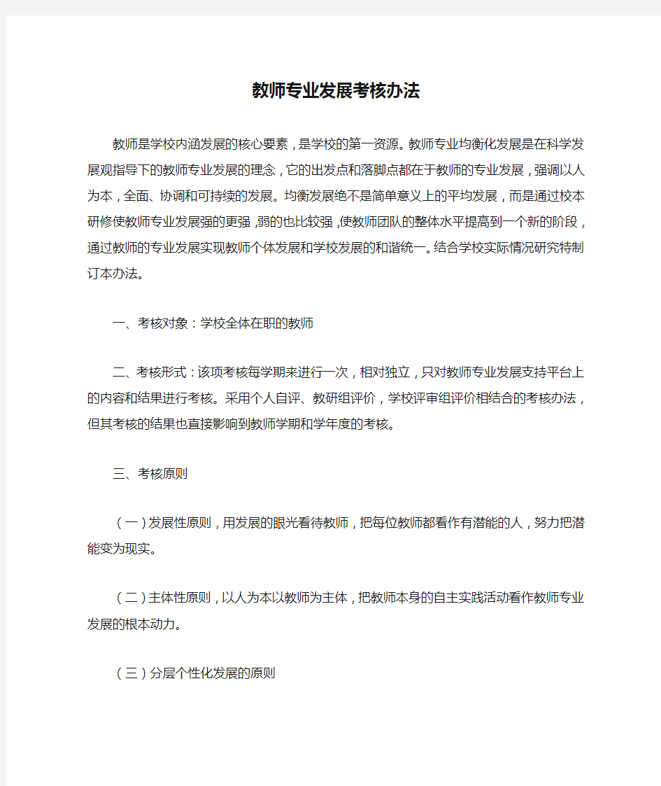 教师专业发展考核办法