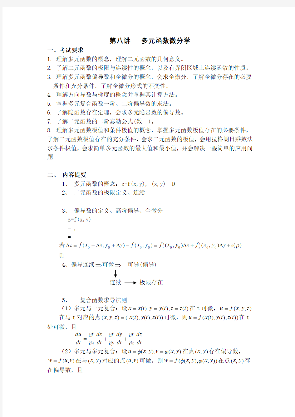 高等数学考研知识点总结