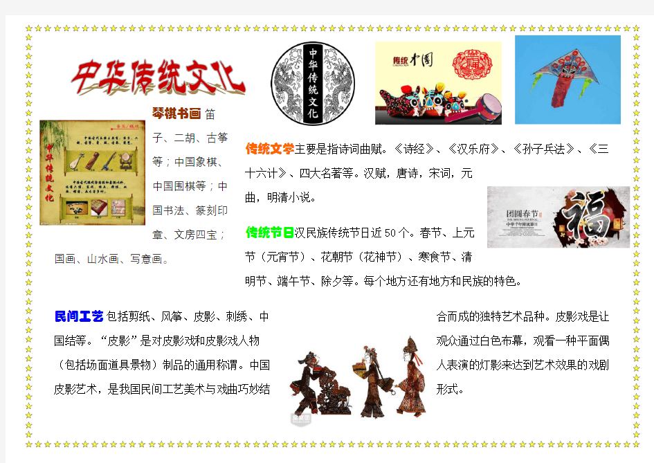 中国传统文化电子小报教学内容