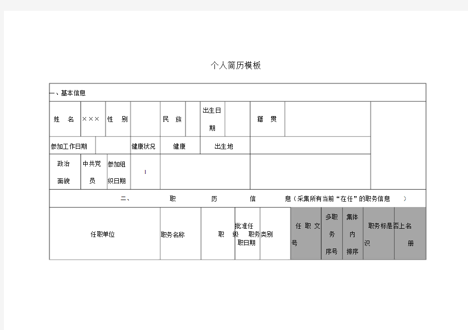 个人信息表格模板