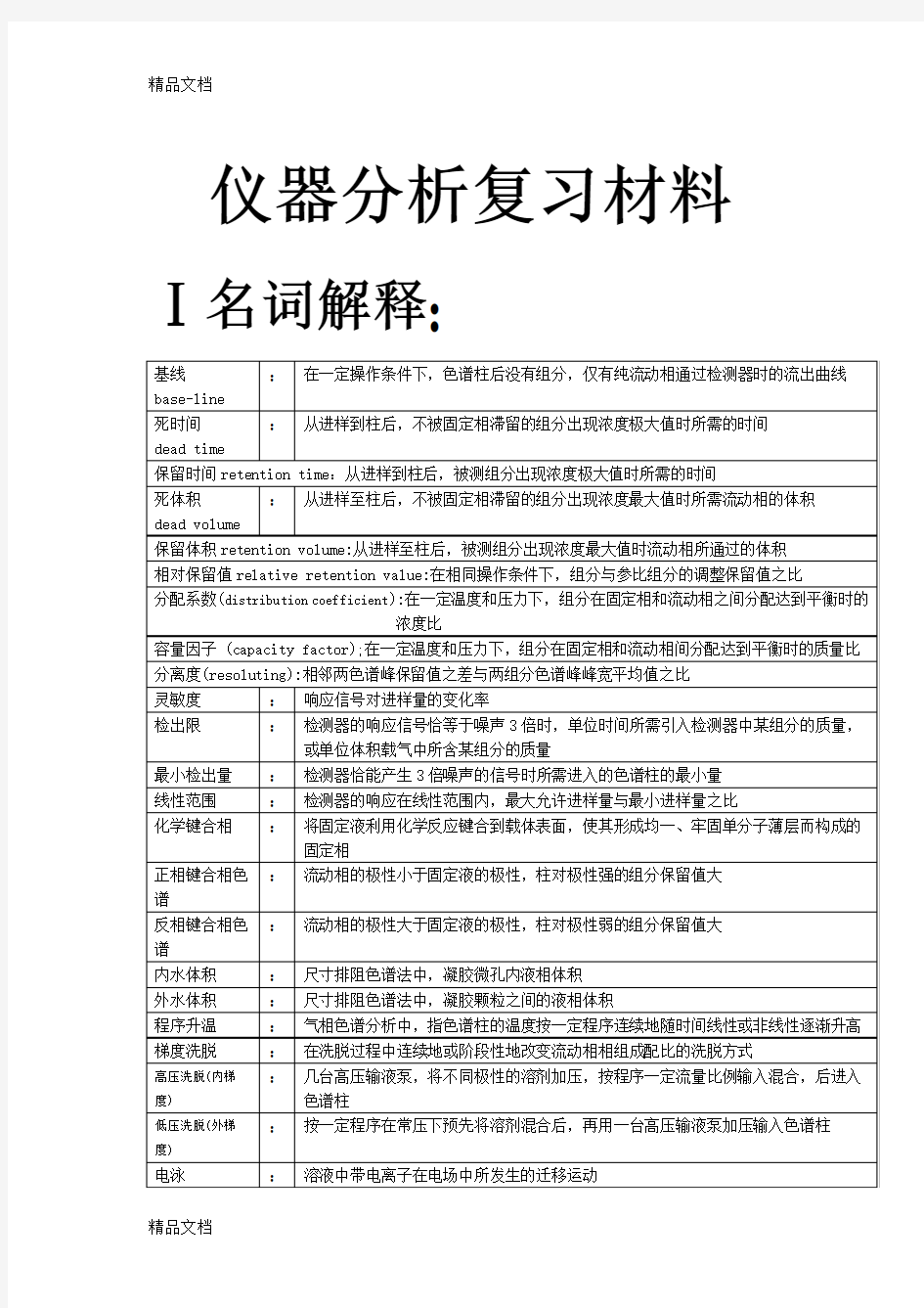 最新仪器分析复习材料