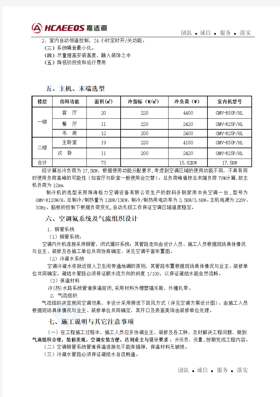 设计方案说明(格力空调)