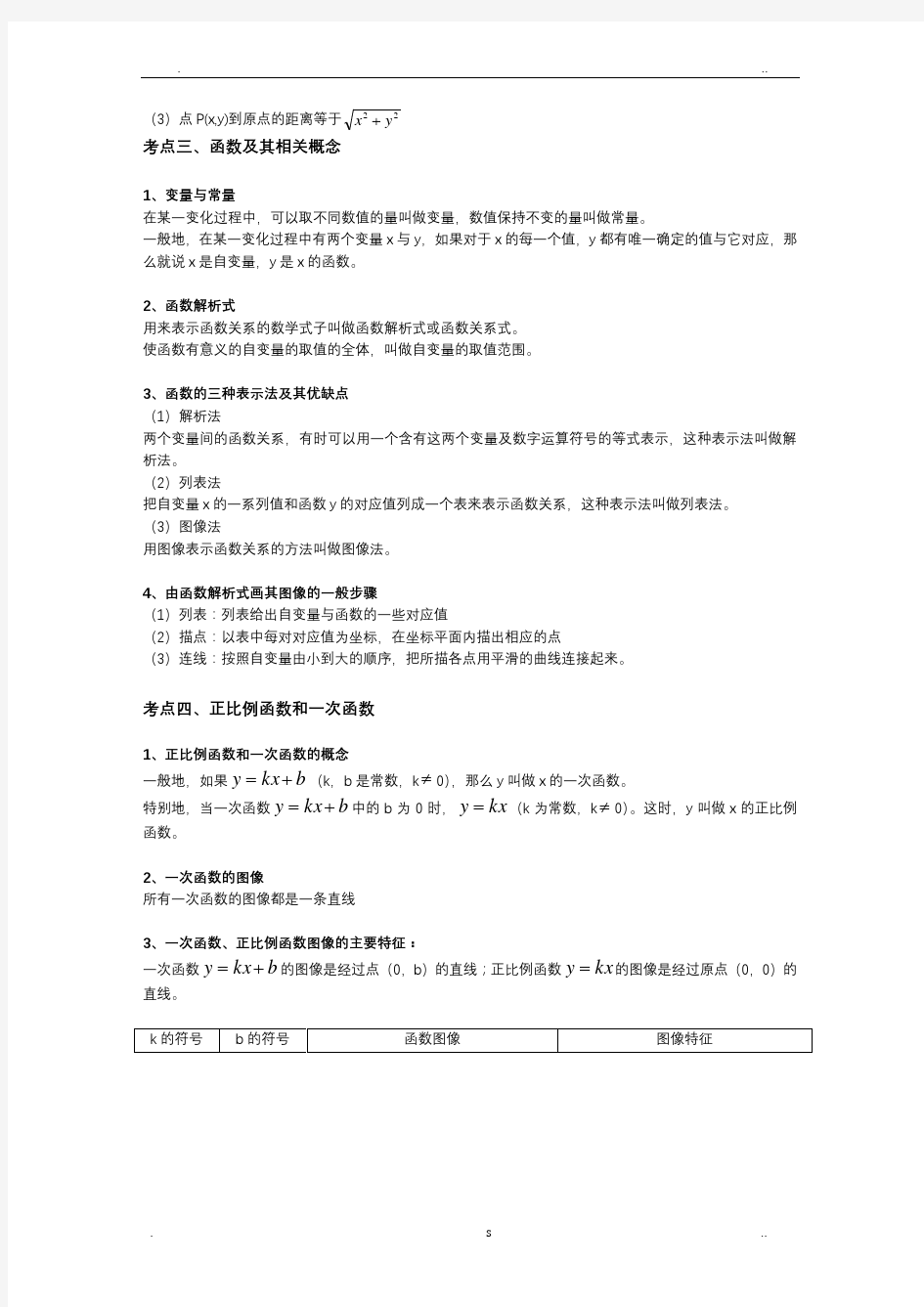 中考数学复习专题函数