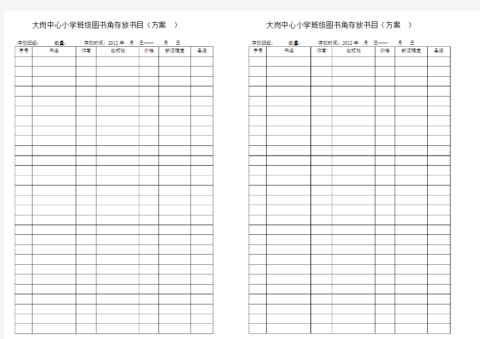 图书角存放书目