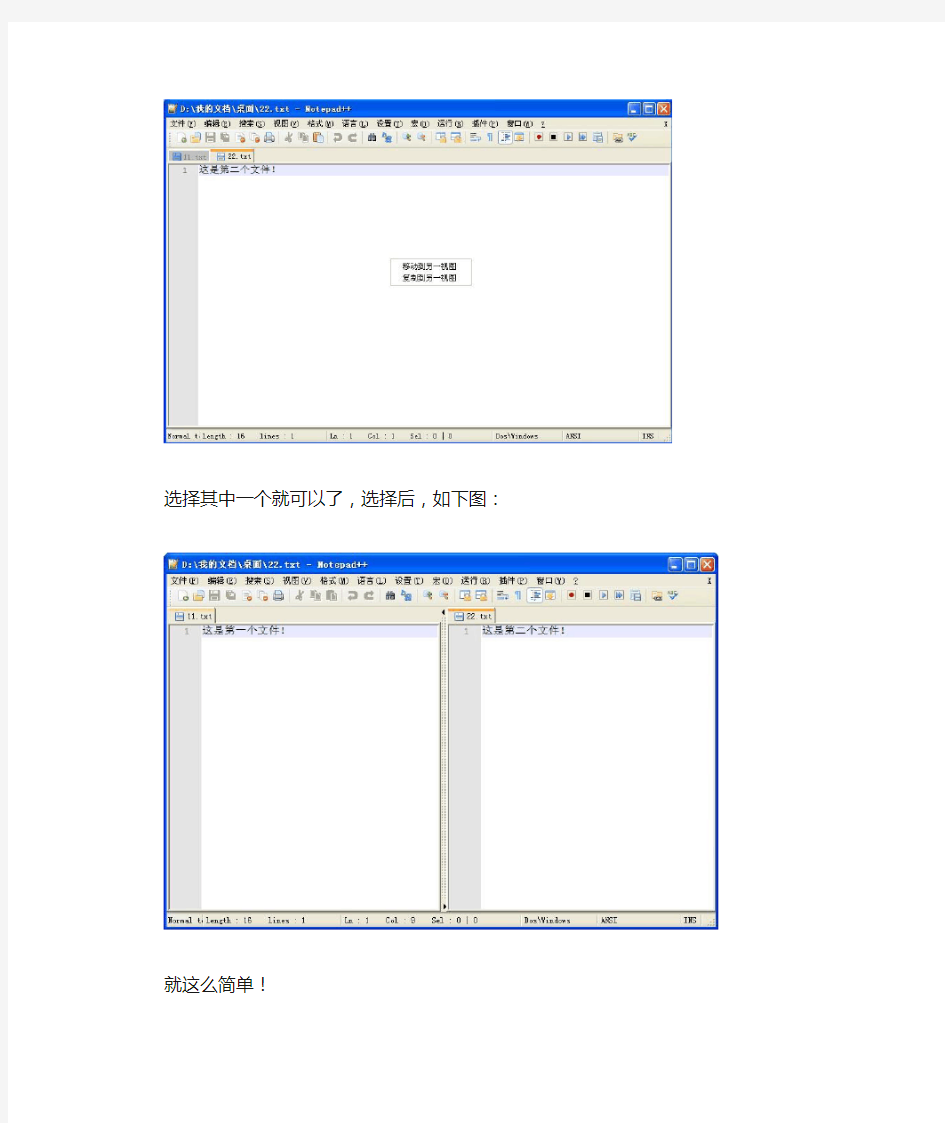 notepad ++打开双窗口的方法