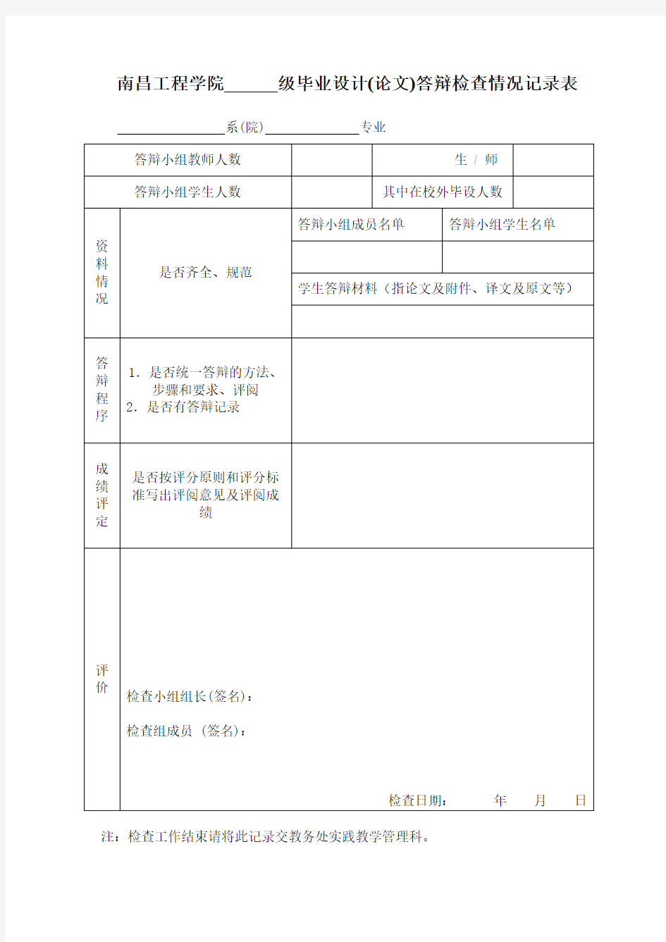 13.毕业设计(论文)答辩检查情况记录表