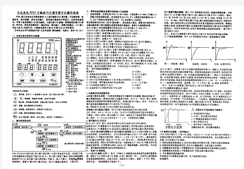 日本岛电FP93可编程PID调节器中文操作说明