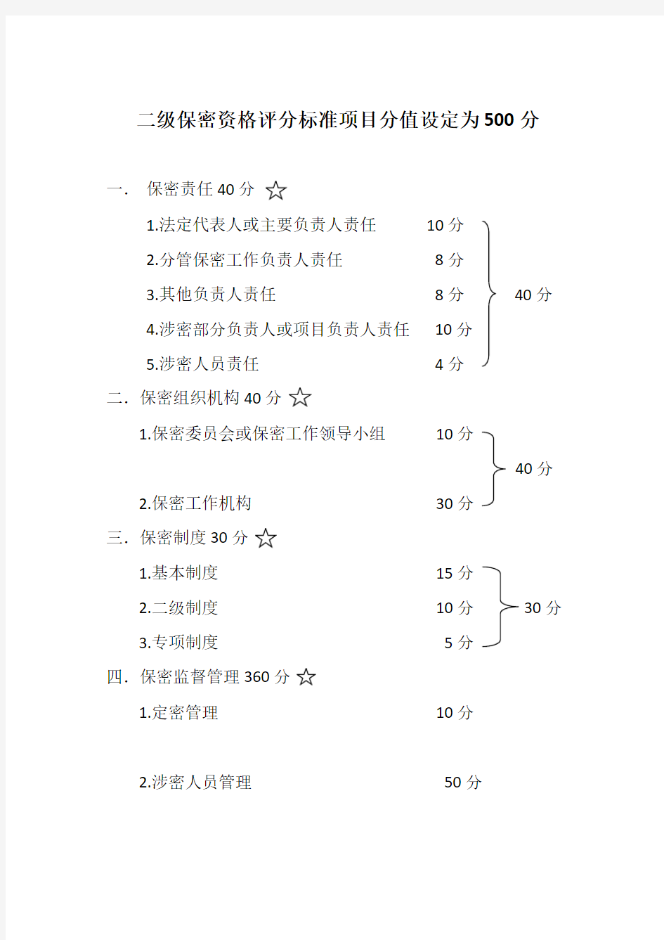 二级保密资格评分标准