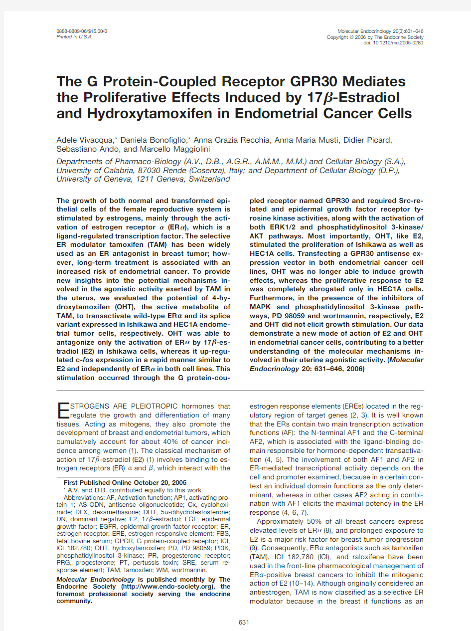 13The G protein-coupled receptor GPR30 mediates the proliferative